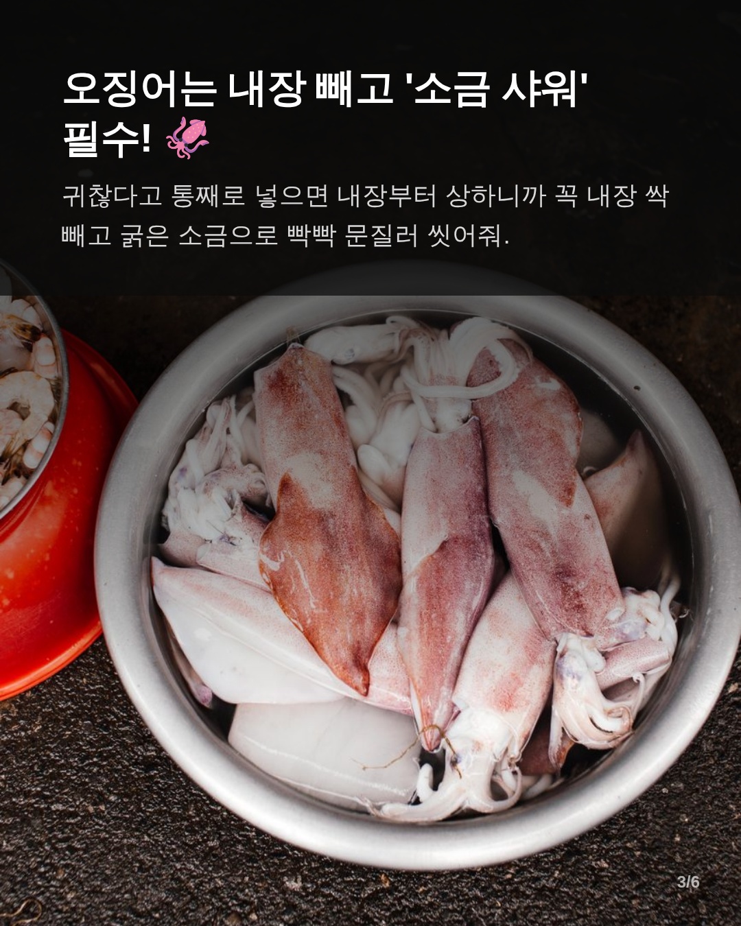 해산물 유형별 보관 체크리스트